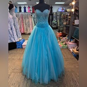 KARISHMA TEAL PROM DRESS FORMAL PAGEANT QUINCEAÑERA SZ 6 Q16125